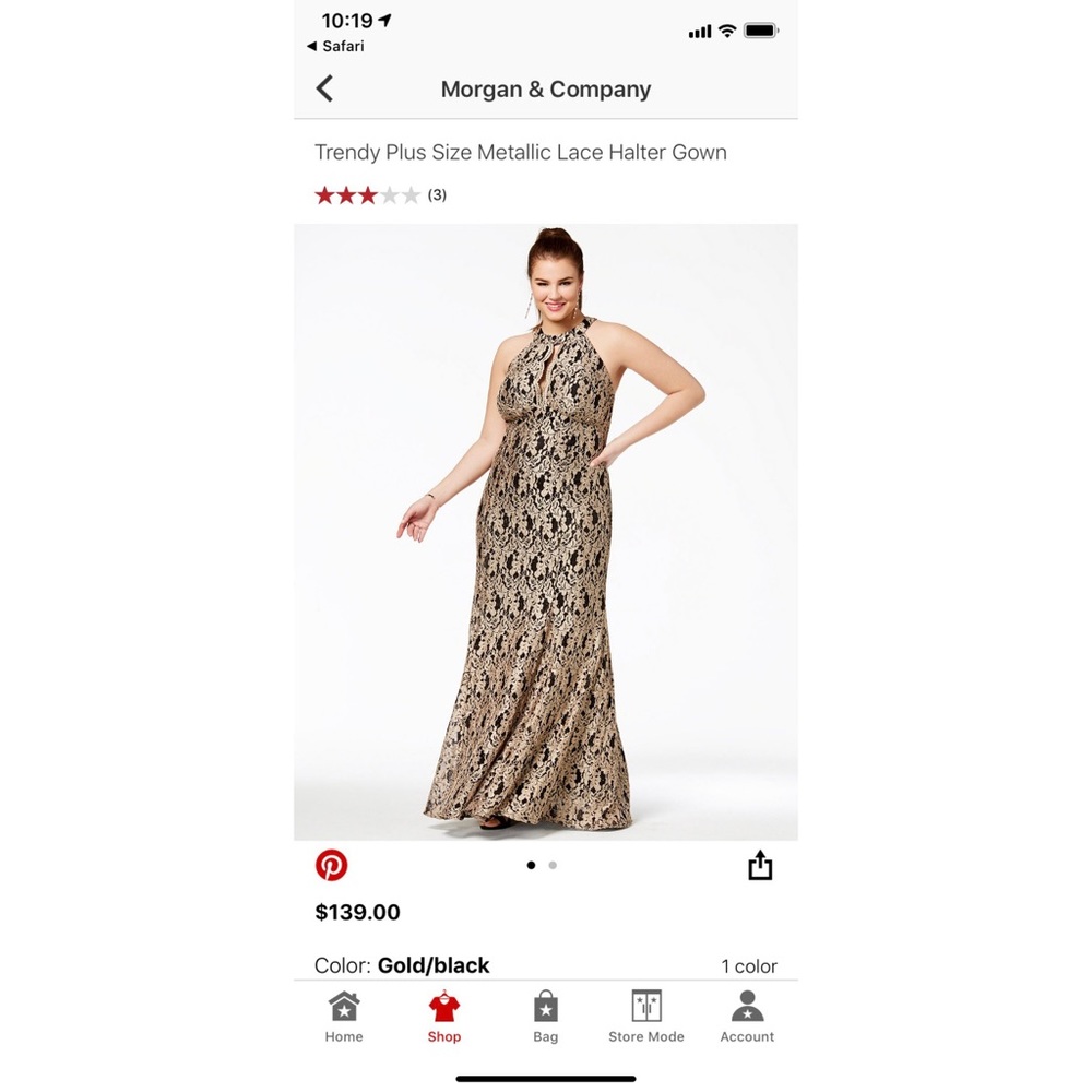 NWT! Macy’s Metallic Lace Halter Gown - Picture 3 of 3